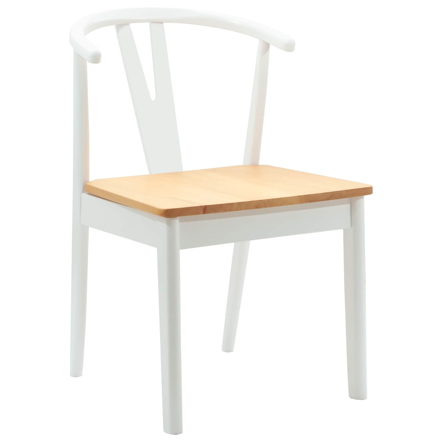 vidaXL Esszimmerstuhl 2 pcs Weiß und Natur Massives Gummiholz