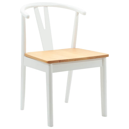 vidaXL Esszimmerstuhl 2 pcs Weiß und Natur Massives Gummiholz
