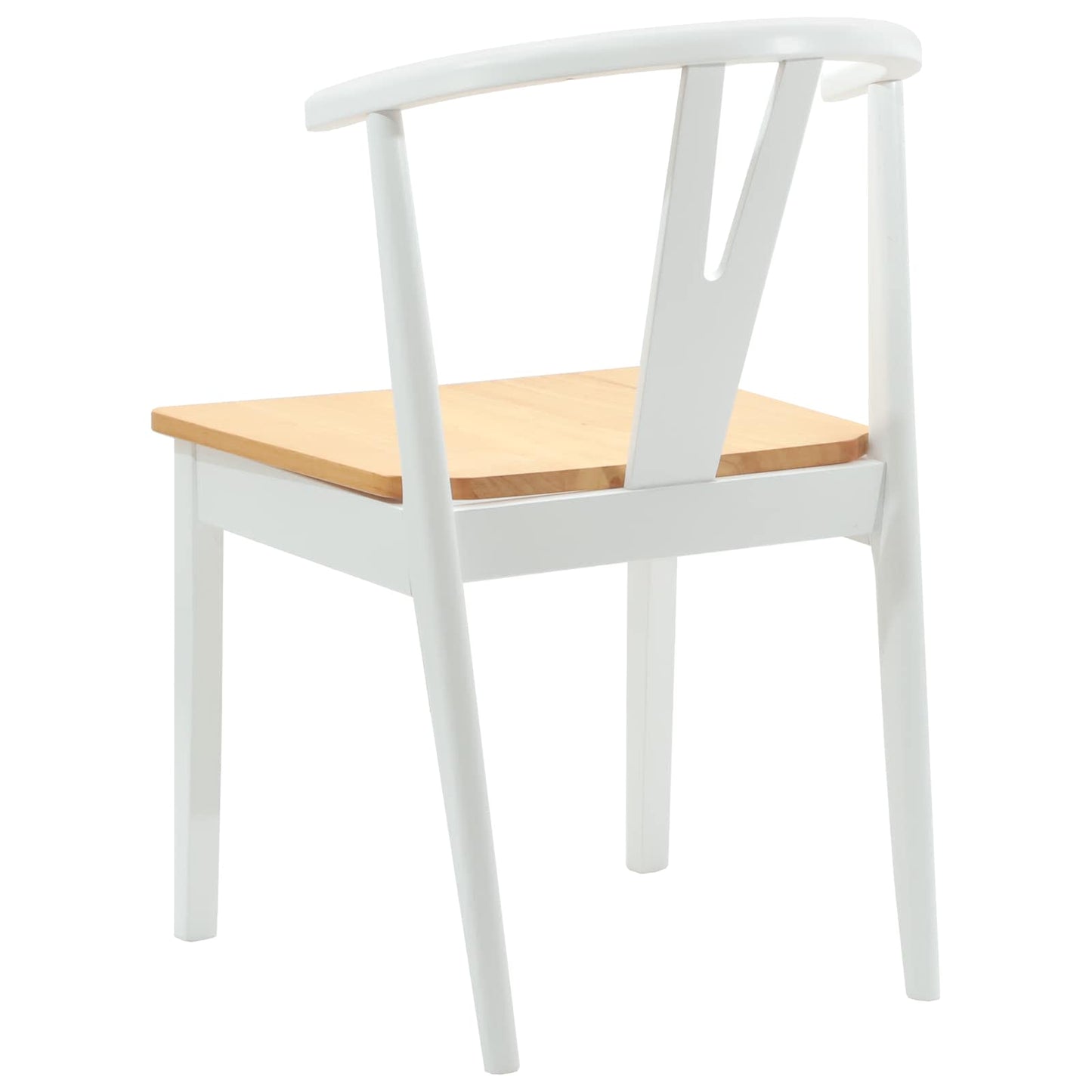 vidaXL Esszimmerstuhl 2 pcs Weiß und Natur Massives Gummiholz