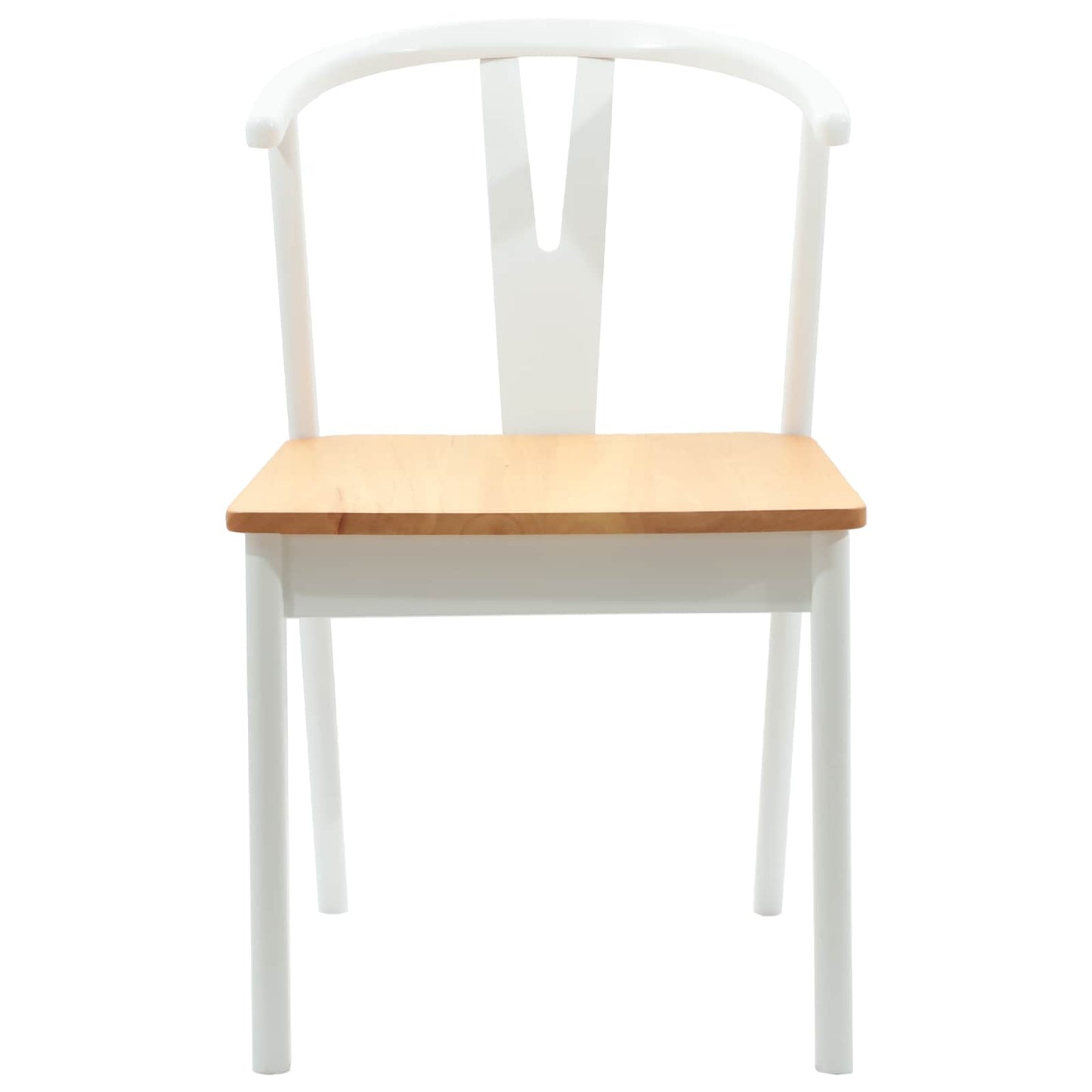 vidaXL Esszimmerstuhl 2 pcs Weiß und Natur Massives Gummiholz