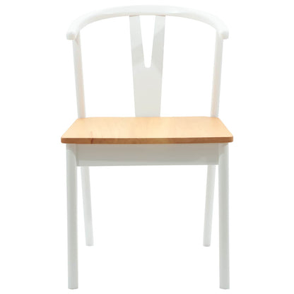 vidaXL Esszimmerstuhl 2 pcs Weiß und Natur Massives Gummiholz