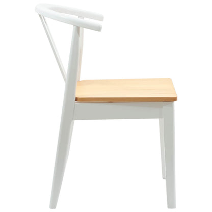 vidaXL Esszimmerstuhl 2 pcs Weiß und Natur Massives Gummiholz