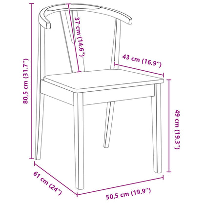 vidaXL Esszimmerstuhl 2 pcs Weiß und Natur Massives Gummiholz