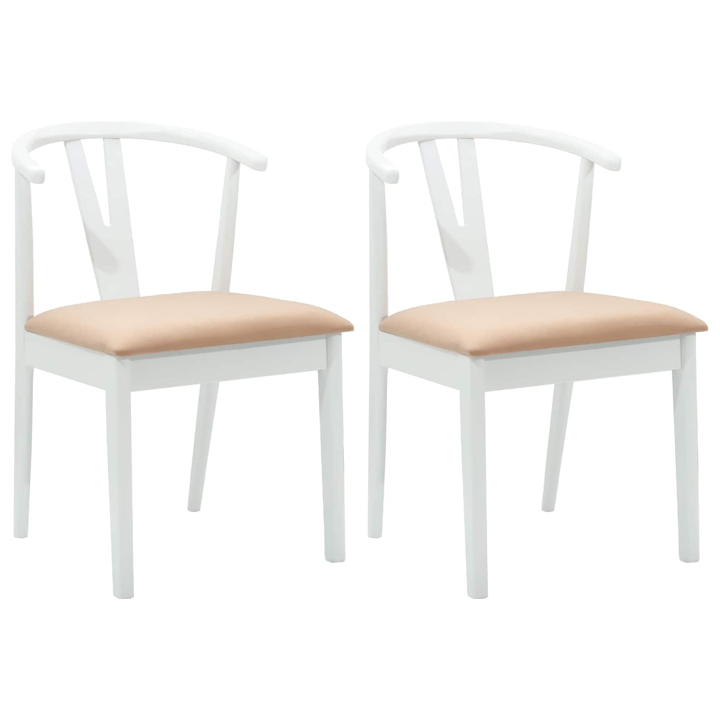 vidaXL Esszimmerstuhl 2 pcs Weiß und Braun Massives Gummiholz