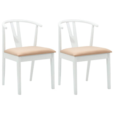 vidaXL Esszimmerstuhl 2 pcs Weiß und Braun Massives Gummiholz