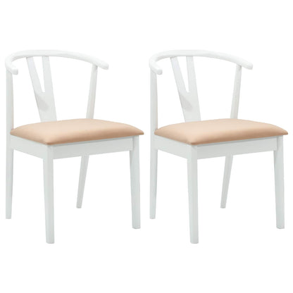 vidaXL Esszimmerstuhl 2 pcs Weiß und Braun Massives Gummiholz