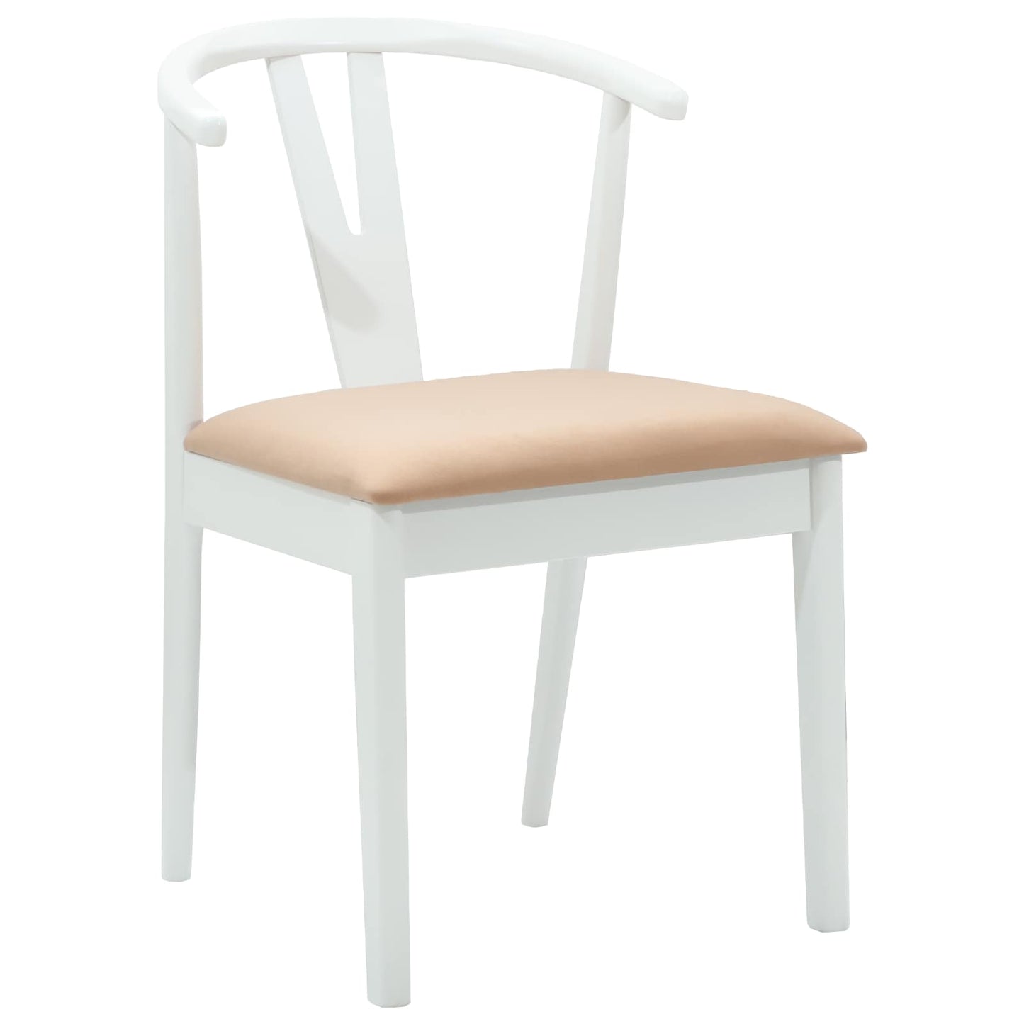 vidaXL Esszimmerstuhl 2 pcs Weiß und Braun Massives Gummiholz