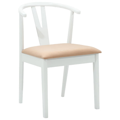 vidaXL Esszimmerstuhl 2 pcs Weiß und Braun Massives Gummiholz