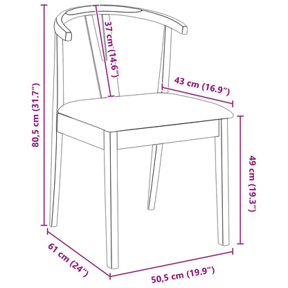 vidaXL Esszimmerstuhl 2 pcs Weiß und Braun Massives Gummiholz