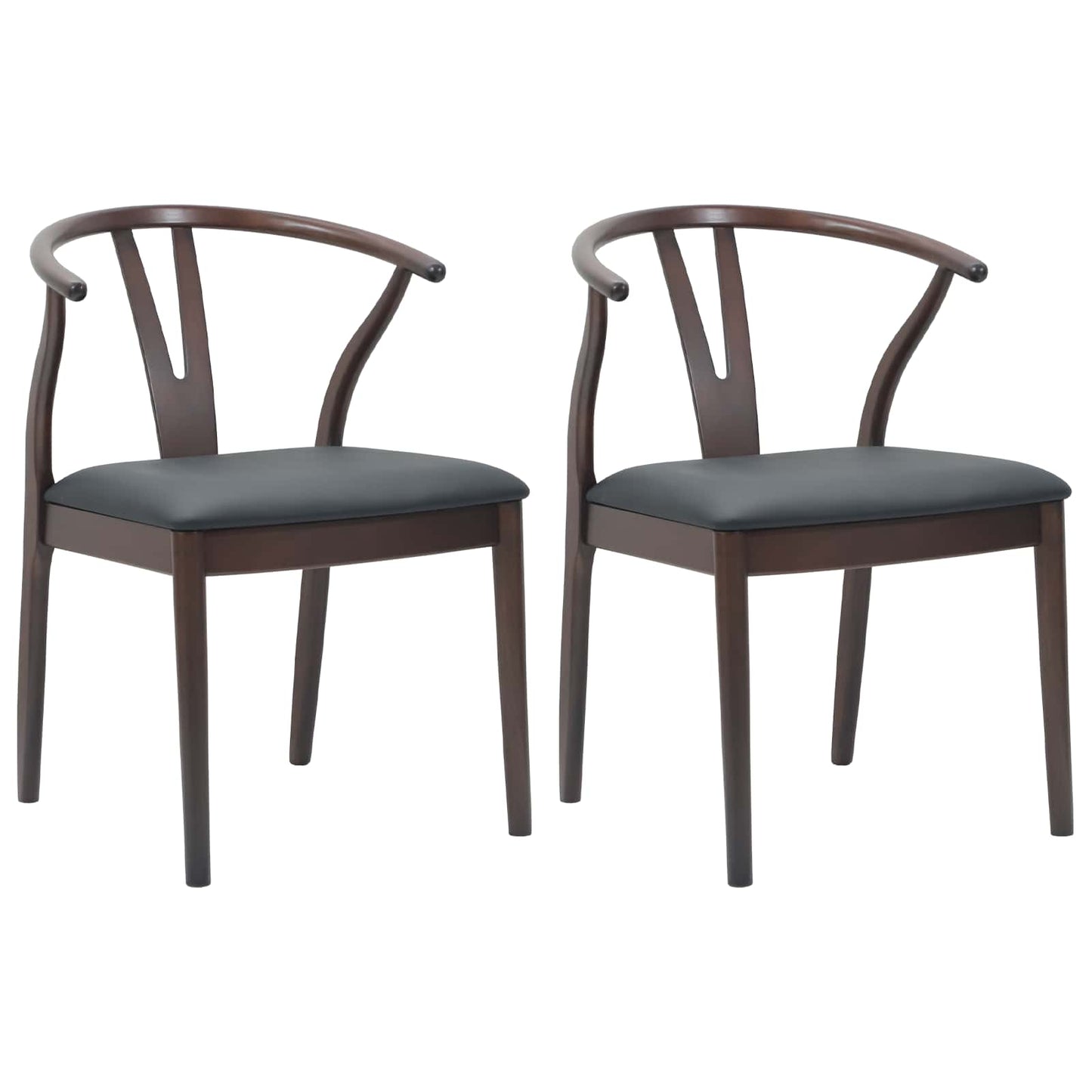 vidaXL Esszimmerstuhl 2 pcs Hellbraun und Schwarz Massives Gummiholz