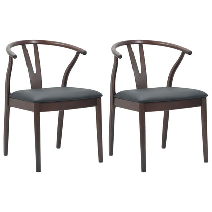 vidaXL Esszimmerstuhl 2 pcs Hellbraun und Schwarz Massives Gummiholz