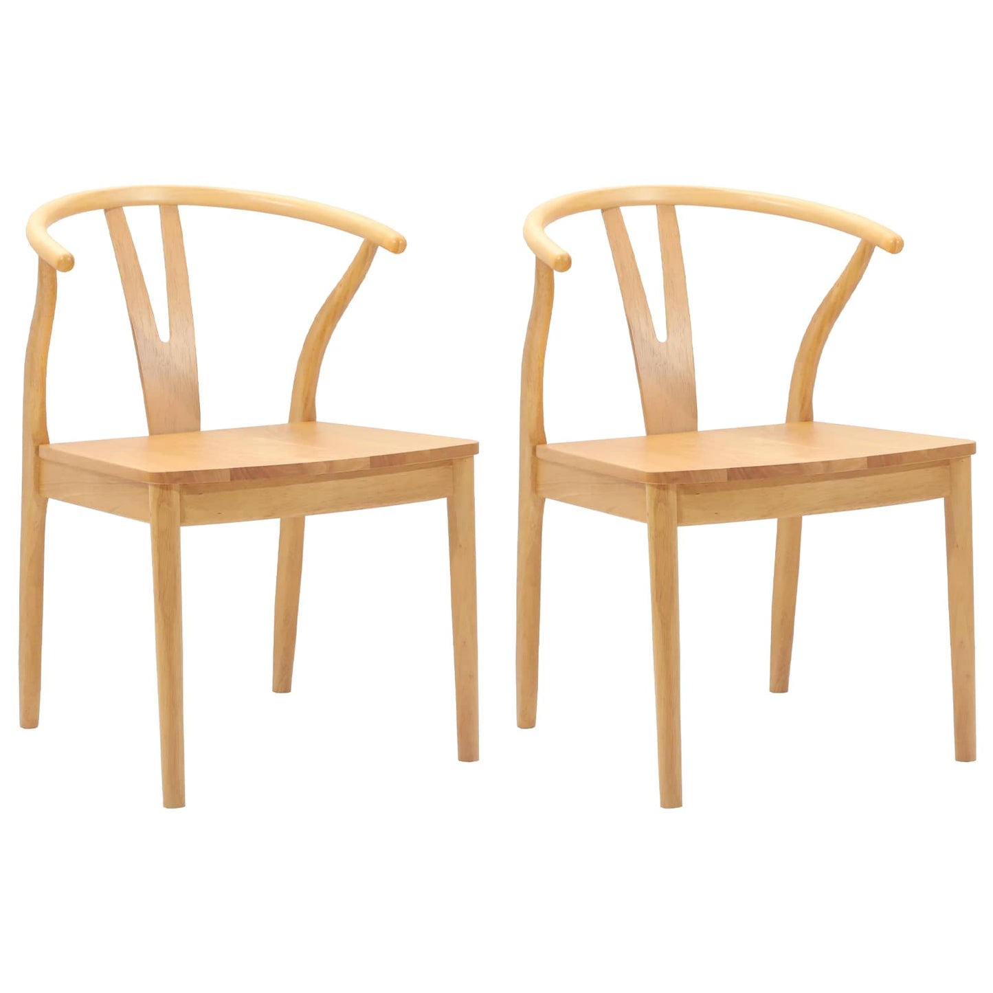 vidaXL Esszimmerstuhl 2 pcs Natur Massives Gummiholz