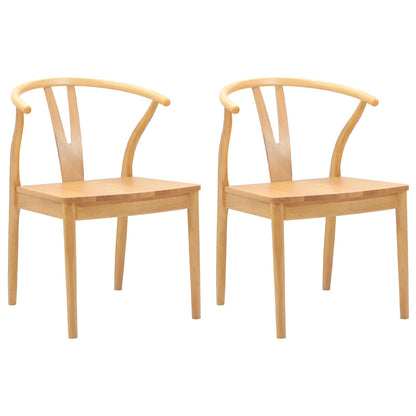vidaXL Esszimmerstuhl 2 pcs Natur Massives Gummiholz
