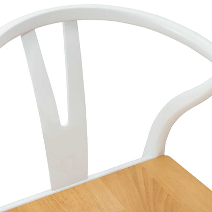 vidaXL Esszimmerstuhl 2 pcs Weiß und Natur Massives Gummiholz