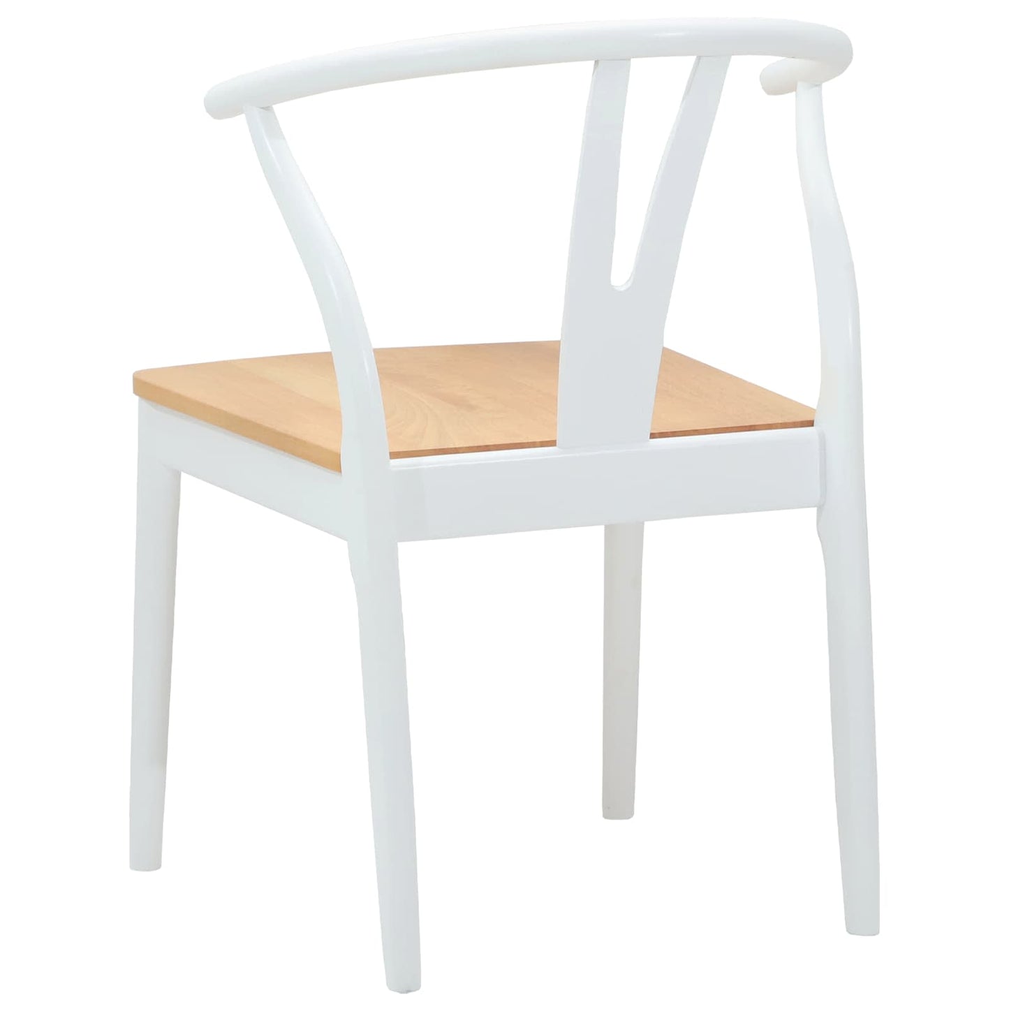 vidaXL Esszimmerstuhl 2 pcs Weiß und Natur Massives Gummiholz