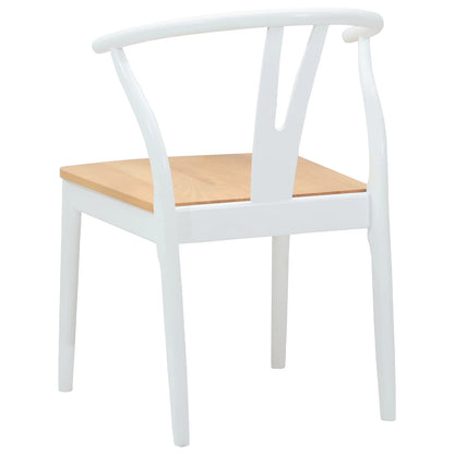 vidaXL Esszimmerstuhl 2 pcs Weiß und Natur Massives Gummiholz