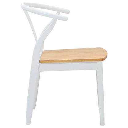 vidaXL Esszimmerstuhl 2 pcs Weiß und Natur Massives Gummiholz
