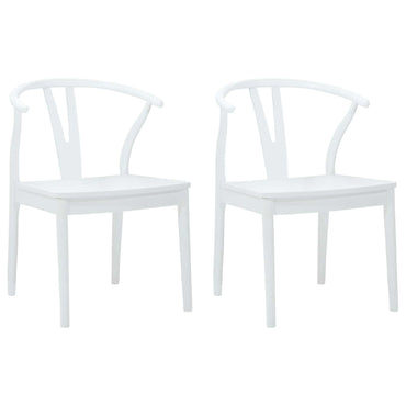 vidaXL Esszimmerstuhl 2 pcs Weiß und Weiß Massives Gummiholz