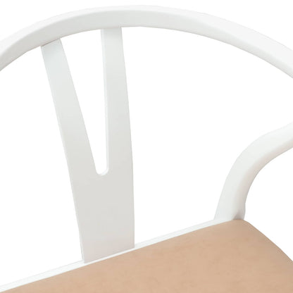 vidaXL Esszimmerstuhl 2 pcs Weiß und Braun Massives Gummiholz