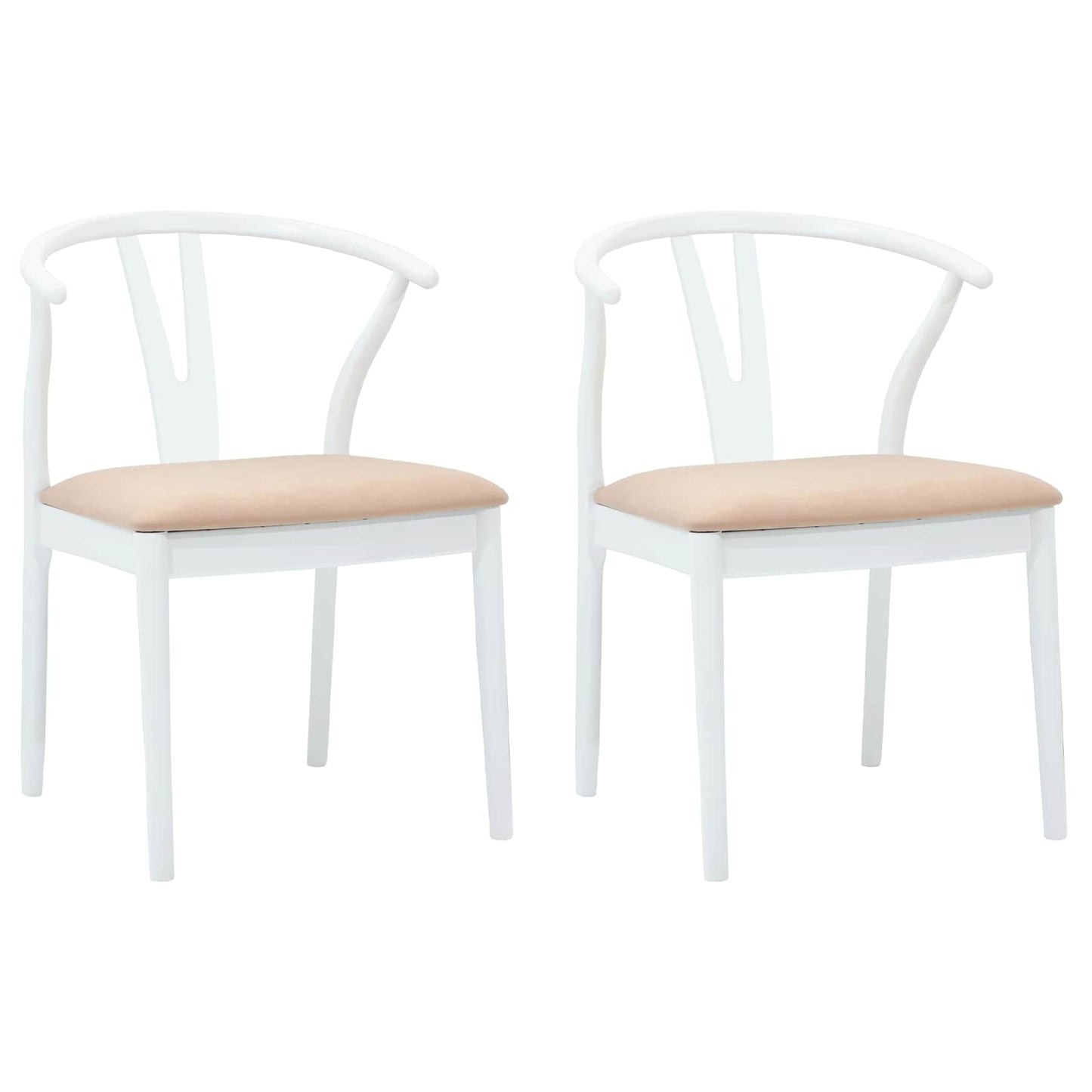 vidaXL Esszimmerstuhl 2 pcs Weiß und Braun Massives Gummiholz