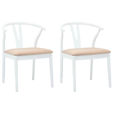 vidaXL Esszimmerstuhl 2 pcs Weiß und Braun Massives Gummiholz