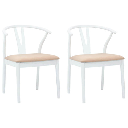 vidaXL Esszimmerstuhl 2 pcs Weiß und Braun Massives Gummiholz