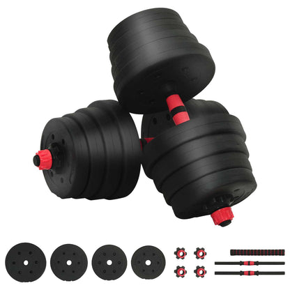 2-in-1 Kurzhantel Langhantel Set 30kg Schwarz und Rot