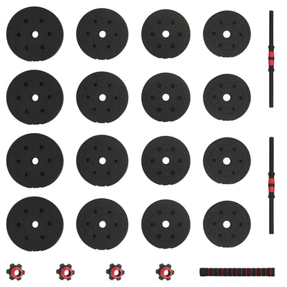 2-in-1 Kurzhantel Langhantel Set 30kg Schwarz und Rot