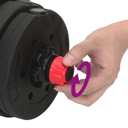 2-in-1 Kurzhantel Langhantel Set 30kg Schwarz und Rot