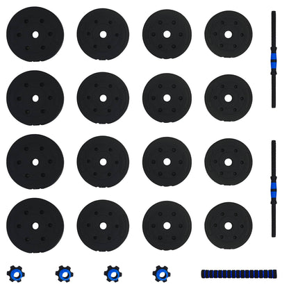 2-in-1 Kurzhantel Langhantel Set 30kg 30kg Schwarz und Blau