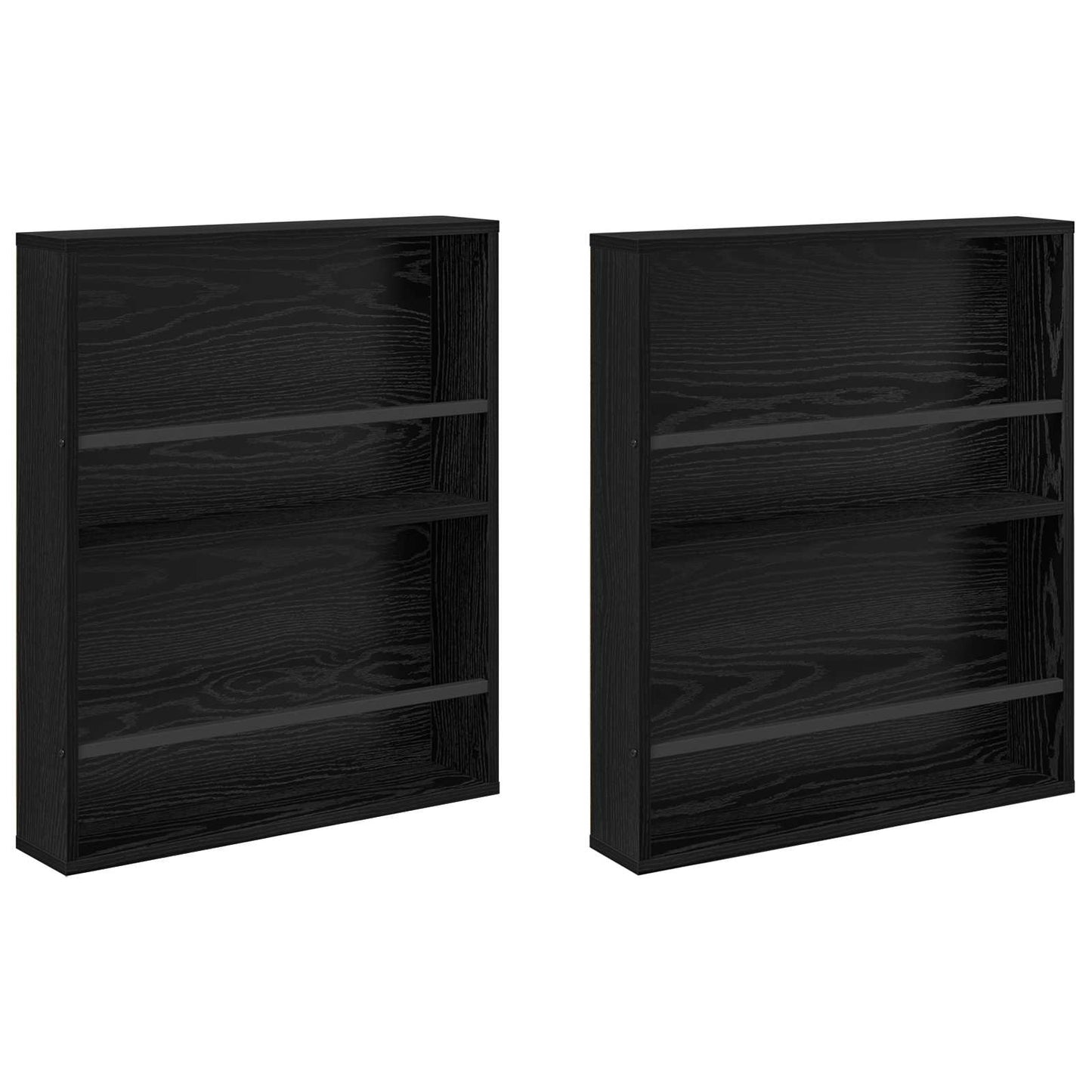 Magazinregal 2 pcs Schwarz Eichen-Optik 60 x 12 x 70 cm