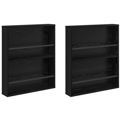 Magazinregal 2 pcs Schwarz Eichen-Optik 60 x 12 x 70 cm