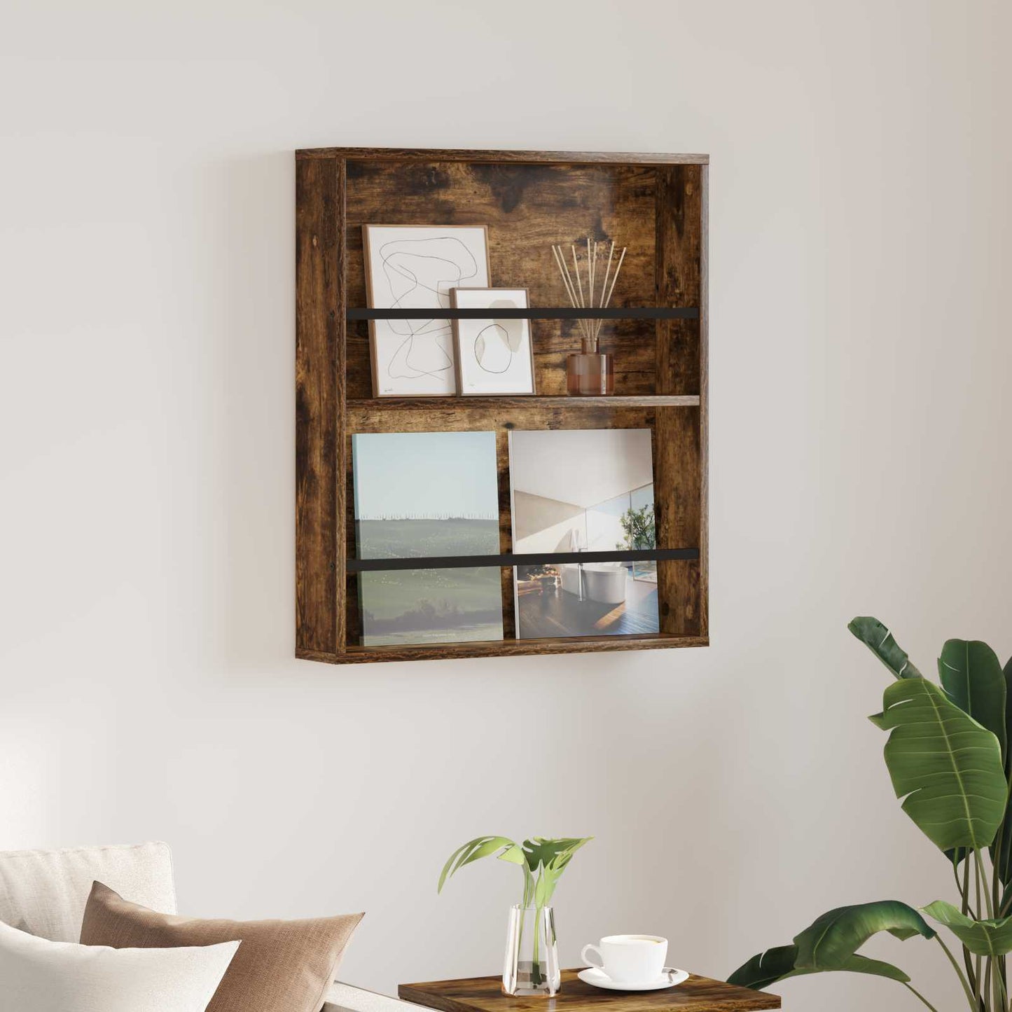 Magazinregal Geräucherte Eiche 60 x 12 x 70 cm Holzwerkstoff