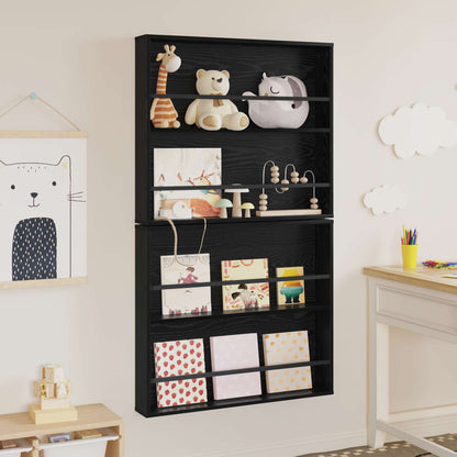 Magazinregal 2 pcs Schwarz Eichen-Optik 80 x 12 x 70 cm