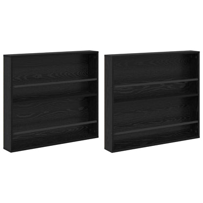 Magazinregal 2 pcs Schwarz Eichen-Optik 80 x 12 x 70 cm