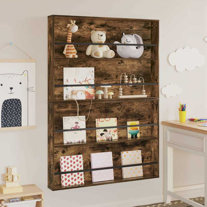 Magazinregal mit Regal 2 pcs Geräucherte Eiche 100 x 12 x 70 cm