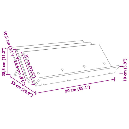 Magazinregal mit Regal Schwarz Eichen-Optik 90 x 53 x 28,5 cm