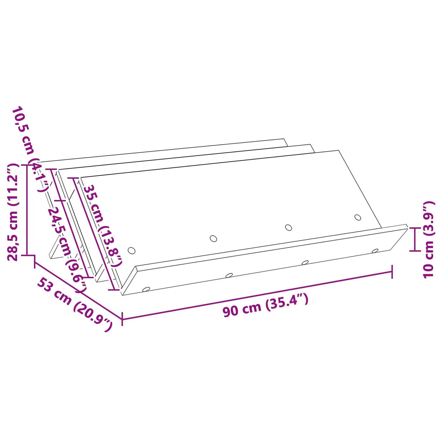 Magazinregal Geräucherte Eiche 90 x 53 x 28,5 cm Holzwerkstoff