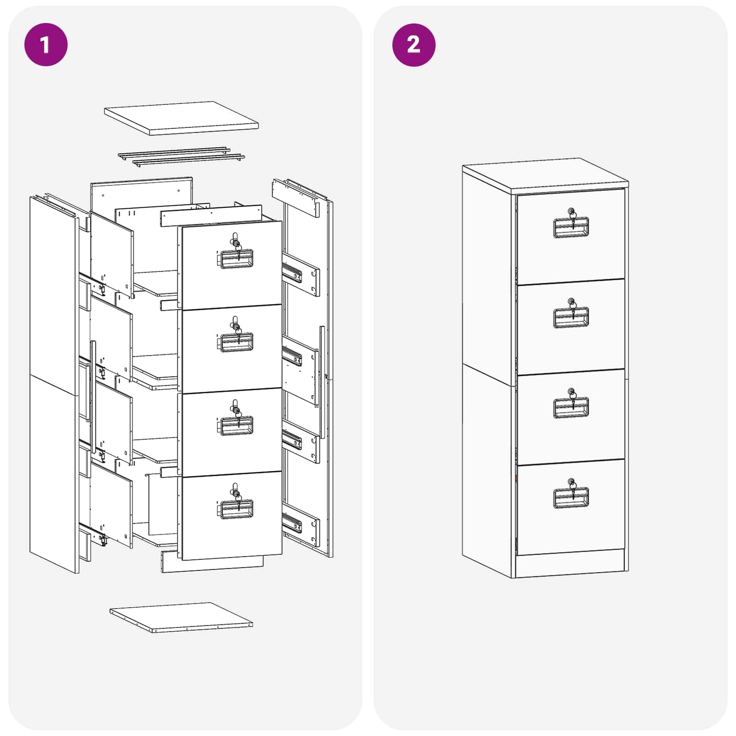 vidaXL Aktenschrank 2 pcs Rosa 44 x 50 x 106,5 cm Kaltgewalzter Stahl