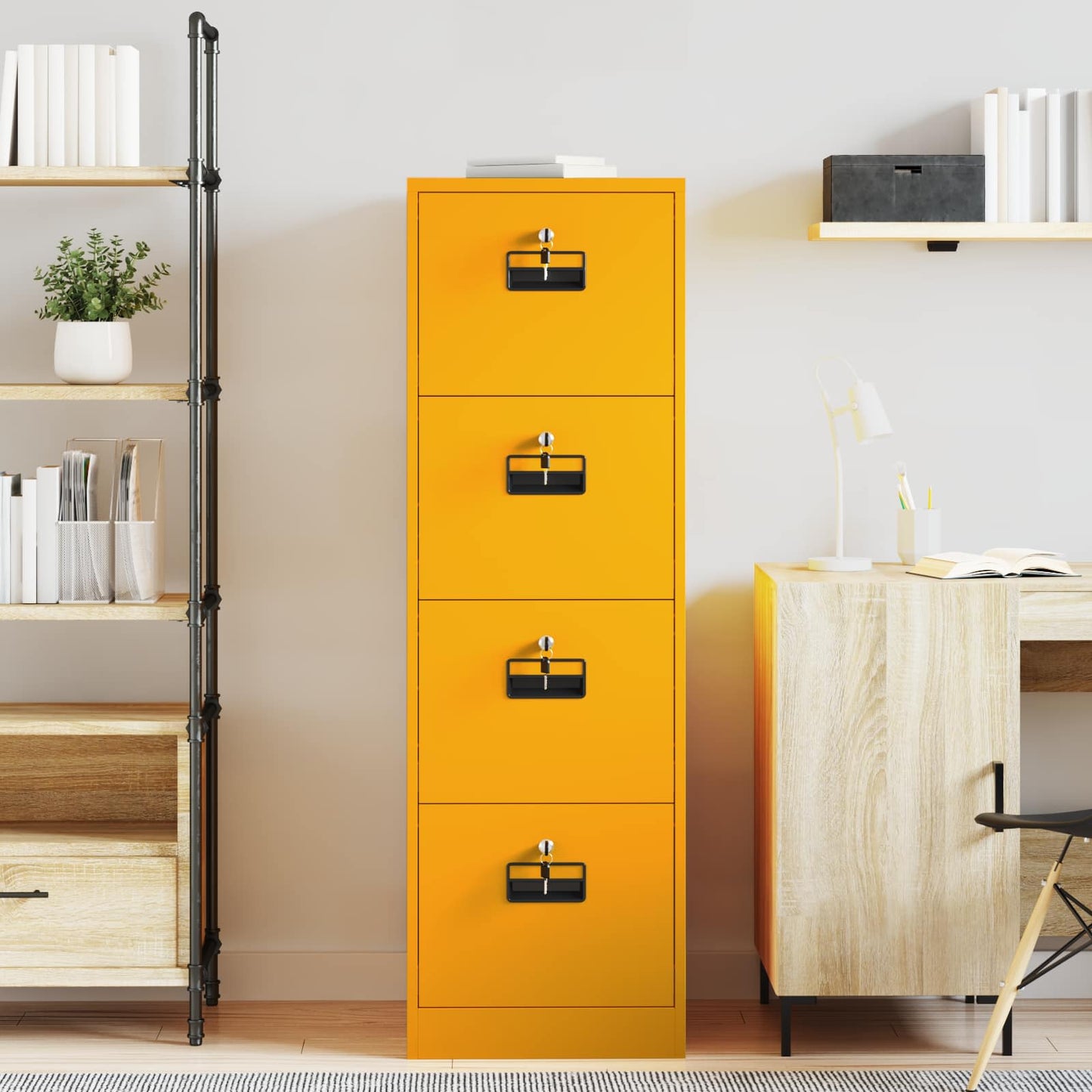 vidaXL Aktenschrank mit Schubladen 2 pcs Senfgelb 44 x 50 x 106,5 cm