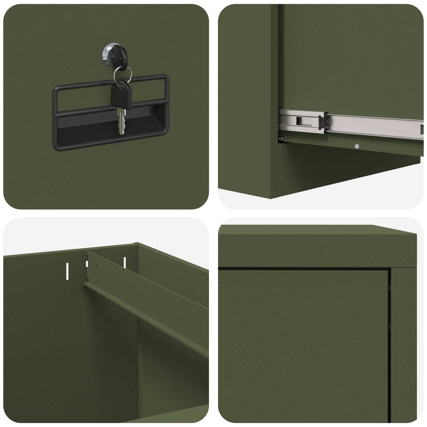 Aktenschrank mit Schubladen 2 pcs Olive Grün 44 x 50 x 106,5 cm