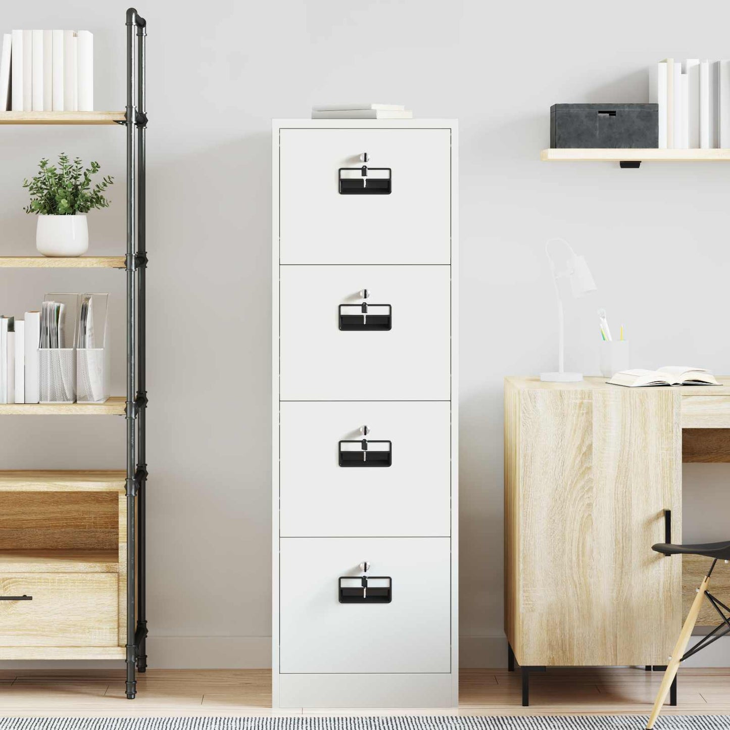vidaXL Aktenschrank 2 pcs Weiß 44 x 50 x 106,5 cm Kaltgewalzter Stahl