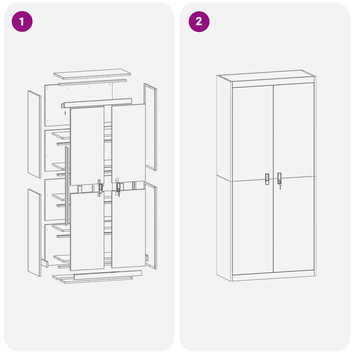 Aufbewahrungsschrank Schwarz 90 x 40 x 200 cm Stahl