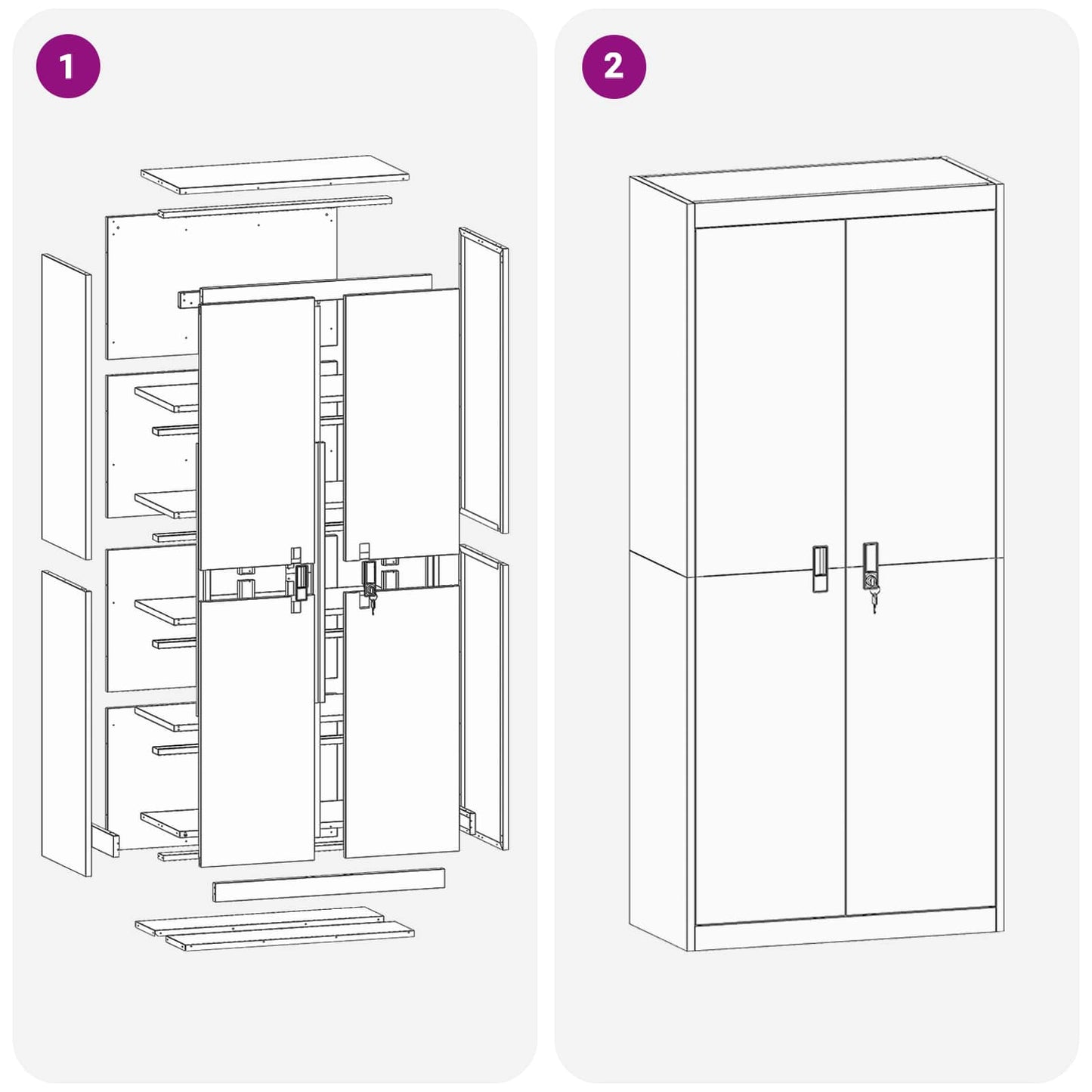 Aufbewahrungsschrank Schwarz 80 x 40 x 180 cm Stahl