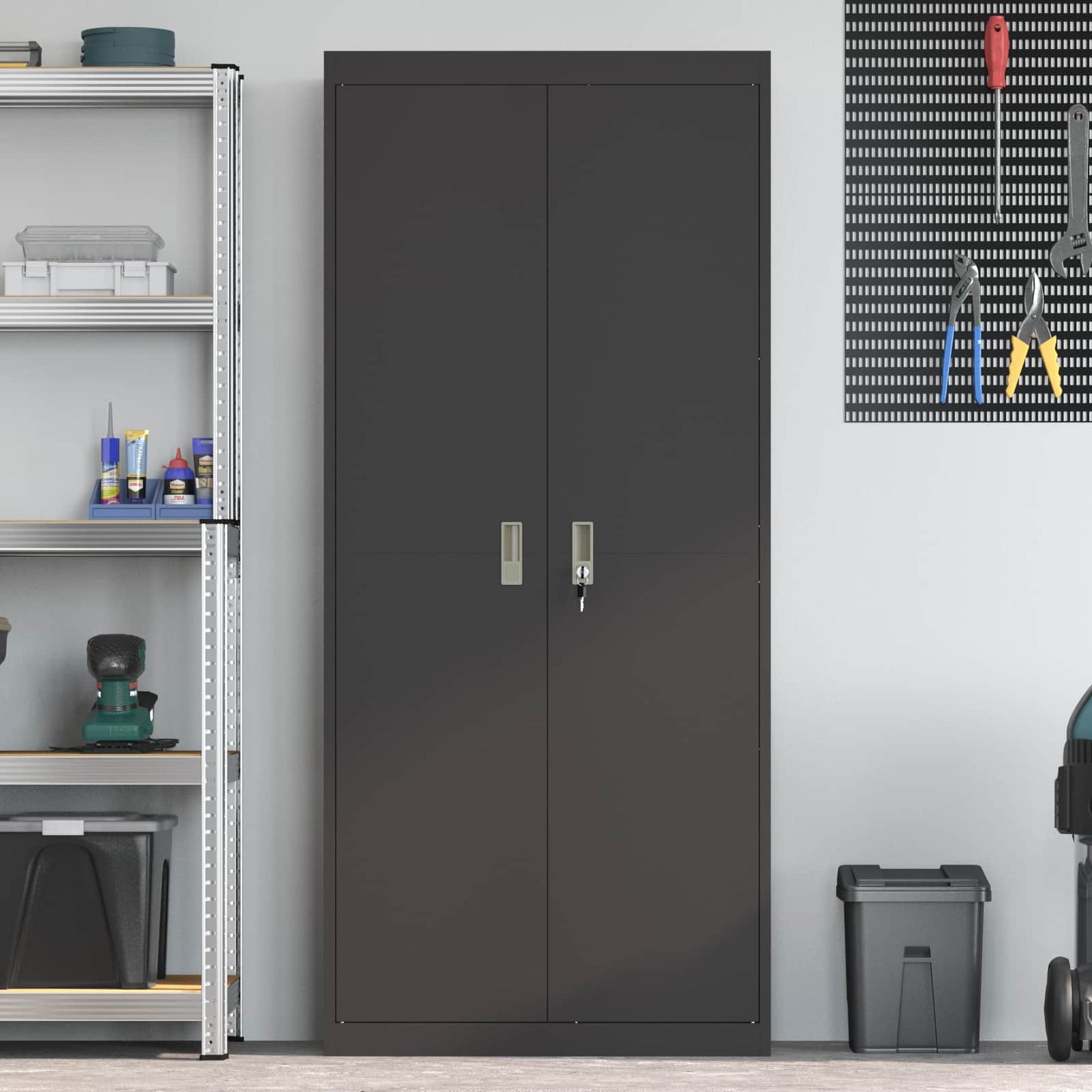 Aufbewahrungsschrank Schwarz 80 x 40 x 180 cm Stahl