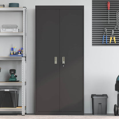 Aufbewahrungsschrank Schwarz 80 x 40 x 180 cm Stahl