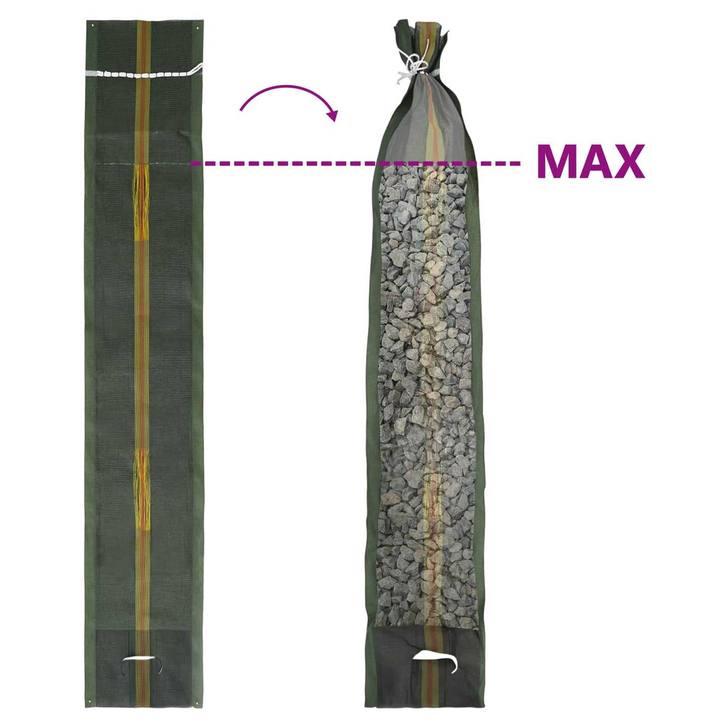 Sandsäcke 10 pcs Dunkelgrün 120 x 27 cm HDPE