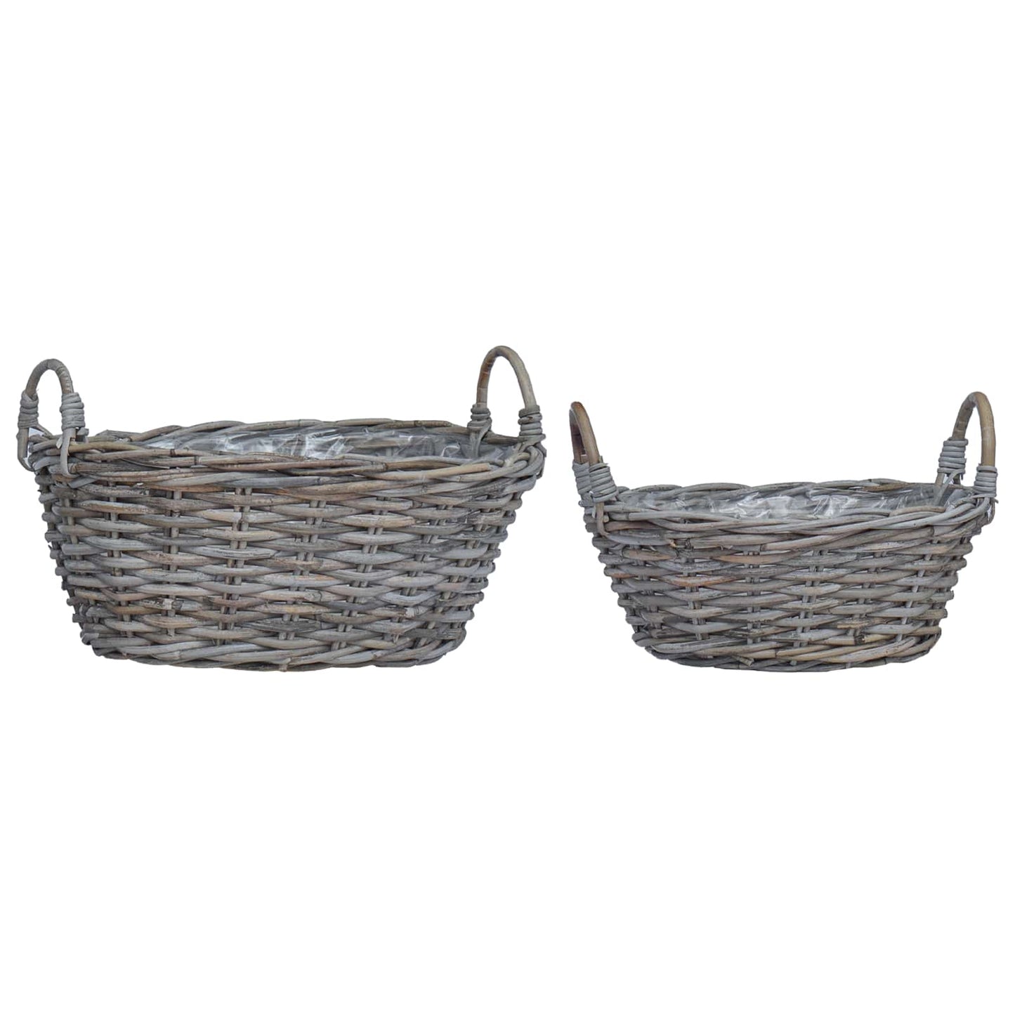 Blumentopfkorb mit Speicher 2 pcs Grau Lacak Rattan