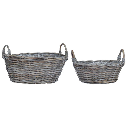 Blumentopfkorb mit Speicher 2 pcs Grau Lacak Rattan