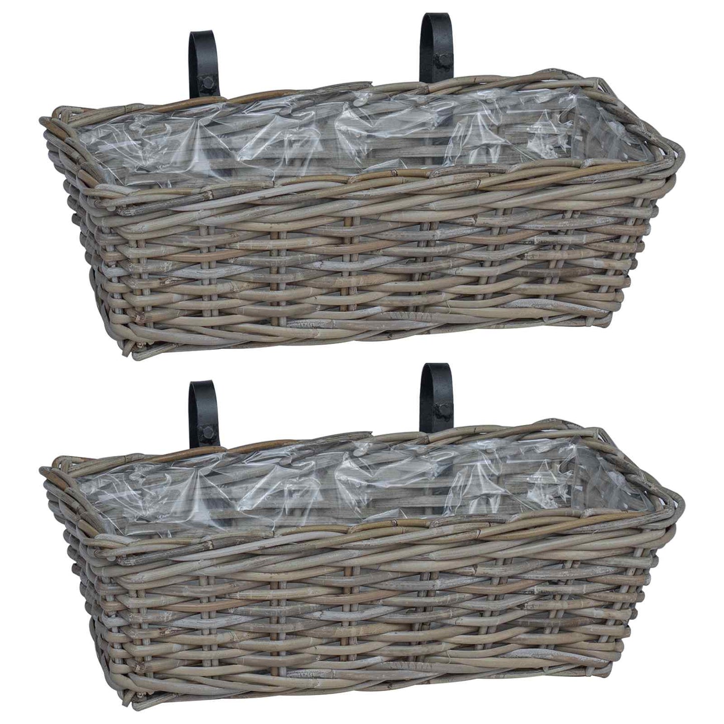 Hängender Blumentopf Korb 2 pcs Grau 48 x 22 x 15 cm